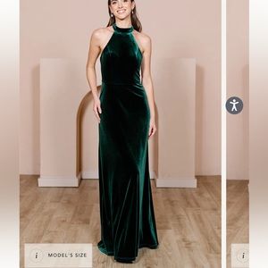 Revelry Classic Emerald Green 614 Velvet Bridesmaid Dress